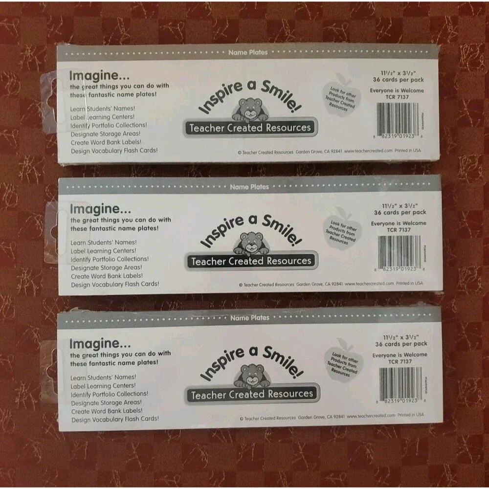 Teacher Created Resources TCR 7137 Name Plates THREE Packs of 36 New Sealed